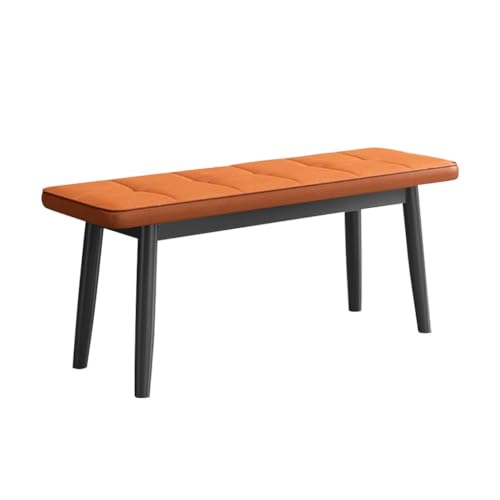 YCKEGEW Massivholzbank Lange Esszimmerbank Mit Gepolstertem Sitz, Bettbank Für Das Schlafzimmer, Freizeit-Sofa-Fußhocker, Fensterbank, Schuhbänke(Orange-B,80cm) von YCKEGEW