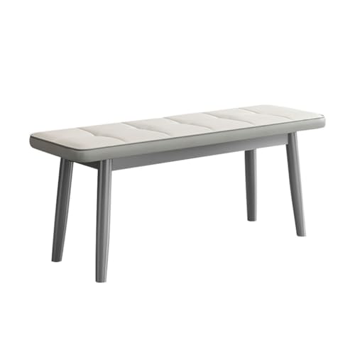 YCKEGEW Massivholzbank Lange Esszimmerbank Mit Gepolstertem Sitz, Bettbank Für Das Schlafzimmer, Freizeit-Sofa-Fußhocker, Fensterbank, Schuhbänke(White-A,120cm) von YCKEGEW