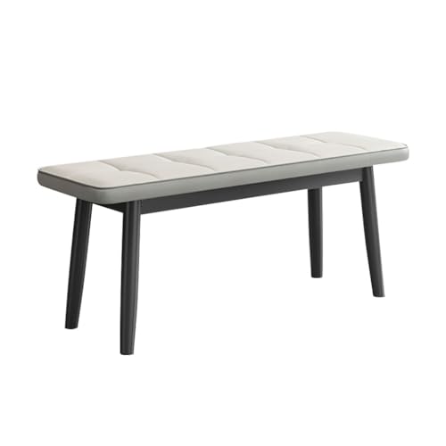 YCKEGEW Massivholzbank Lange Esszimmerbank Mit Gepolstertem Sitz, Bettbank Für Das Schlafzimmer, Freizeit-Sofa-Fußhocker, Fensterbank, Schuhbänke(White-B,120cm) von YCKEGEW