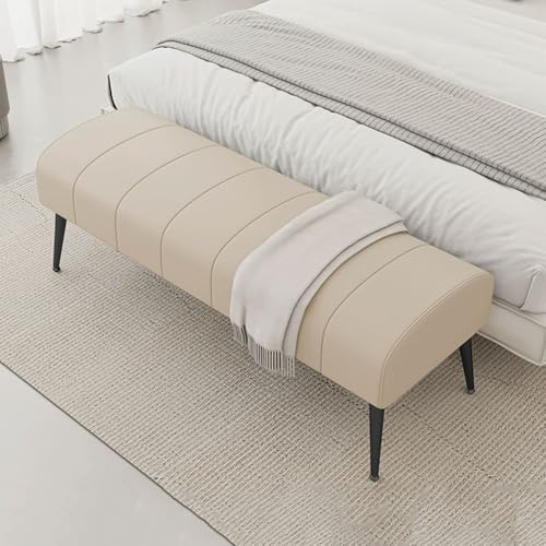 YCKEGEW Moderne Bettbank,Fußstütze Für Das Wohnzimmer-Sofa,Schuhbank Für Den Eingangsbereich Lederpolsterung, Geschwungene Sitzfläche Mit Stabilen Beinen(Beige,60cm) von YCKEGEW