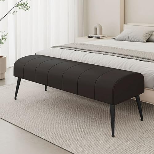 YCKEGEW Moderne Bettbank,Fußstütze Für Das Wohnzimmer-Sofa,Schuhbank Für Den Eingangsbereich Lederpolsterung, Geschwungene Sitzfläche Mit Stabilen Beinen(Black,120cm) von YCKEGEW