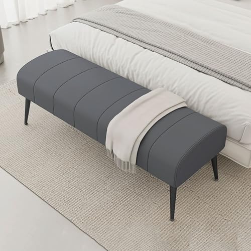 YCKEGEW Moderne Bettbank,Fußstütze Für Das Wohnzimmer-Sofa,Schuhbank Für Den Eingangsbereich Lederpolsterung, Geschwungene Sitzfläche Mit Stabilen Beinen(Dark Gray,120cm) von YCKEGEW