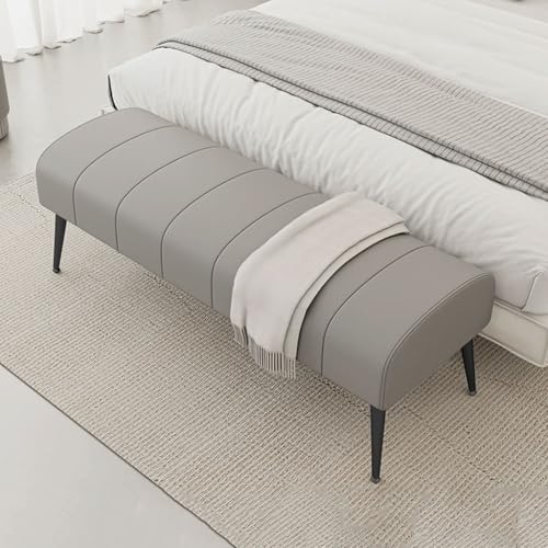 YCKEGEW Moderne Bettbank,Fußstütze Für Das Wohnzimmer-Sofa,Schuhbank Für Den Eingangsbereich Lederpolsterung, Geschwungene Sitzfläche Mit Stabilen Beinen(Grey,80cm) von YCKEGEW