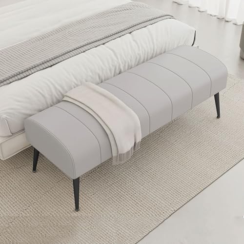 YCKEGEW Moderne Bettbank,Fußstütze Für Das Wohnzimmer-Sofa,Schuhbank Für Den Eingangsbereich Lederpolsterung, Geschwungene Sitzfläche Mit Stabilen Beinen(Light Gray,120cm) von YCKEGEW
