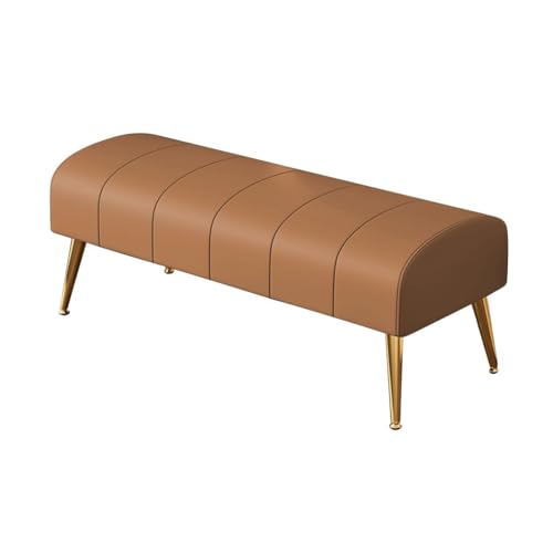 YCKEGEW Moderne Lange Lederbank Mit Goldenen Beinen,rechteckige Ottomane,gepolsterte Bettbank Fensterbank Für Schlafzimmer Und Wohnzimmer(Bruin,80cm) von YCKEGEW