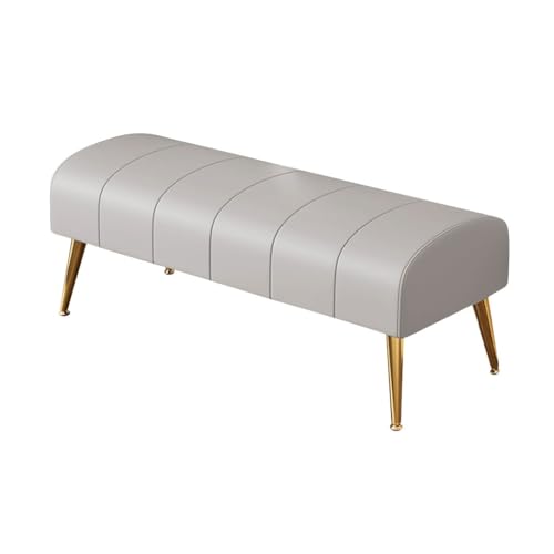 YCKEGEW Moderne Lange Lederbank Mit Goldenen Beinen,rechteckige Ottomane,gepolsterte Bettbank Fensterbank Für Schlafzimmer Und Wohnzimmer(Light Grey,120cm) von YCKEGEW