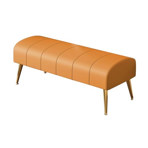 YCKEGEW Moderne Lange Lederbank Mit Goldenen Beinen,rechteckige Ottomane,gepolsterte Bettbank Fensterbank Für Schlafzimmer Und Wohnzimmer(Orange,120cm) von YCKEGEW