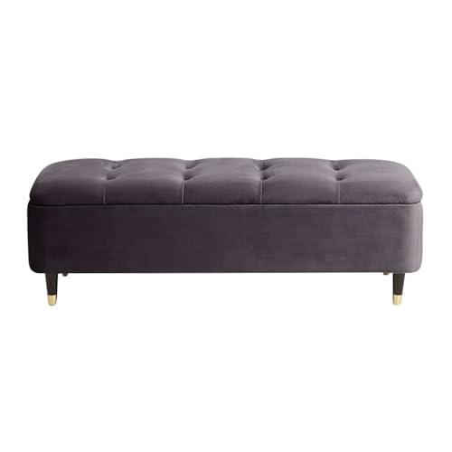 YCKEGEW Moderne Ottomane Mit Stauraum Samtpolsterbank Am Fußende des Bettes, Großer Stauraumsitzhocker Für Die Couch, Rechteckige Eingangsbank Zum Schuhewechseln(Dark Grey,70cm) von YCKEGEW