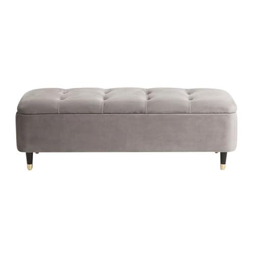 YCKEGEW Moderne Ottomane Mit Stauraum Samtpolsterbank Am Fußende des Bettes, Großer Stauraumsitzhocker Für Die Couch, Rechteckige Eingangsbank Zum Schuhewechseln(Light Grey,90cm) von YCKEGEW