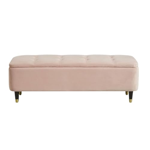 YCKEGEW Moderne Ottomane Mit Stauraum Samtpolsterbank Am Fußende des Bettes, Großer Stauraumsitzhocker Für Die Couch, Rechteckige Eingangsbank Zum Schuhewechseln(Pale pink,100cm) von YCKEGEW