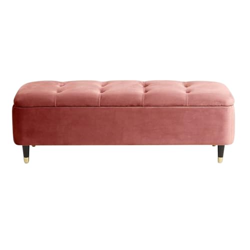 YCKEGEW Moderne Ottomane Mit Stauraum Samtpolsterbank Am Fußende des Bettes, Großer Stauraumsitzhocker Für Die Couch, Rechteckige Eingangsbank Zum Schuhewechseln(Roze,60cm) von YCKEGEW