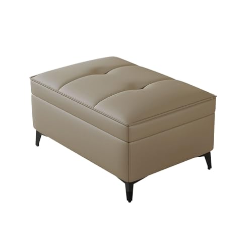 YCKEGEW Ottomane Aus Echtem Leder Mit Stauraum, Fußstütze Für Sofa Aufbewahrungskiste, Fensterbank & Balkon Freizeit-Hocker Polsterung, Bettbank(Light Coffee Brown) von YCKEGEW