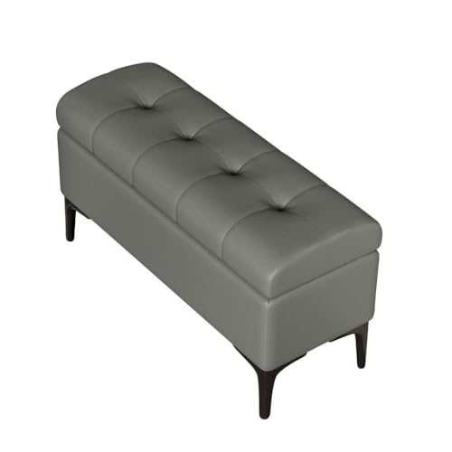 YCKEGEW Ottomane Aus Kunstleder Mit Stauraum Schlafzimmerbank Klappsitzhocker Mit Stauraum Und Organizer, Trittleiter Schuhhocker Für Den Eingangsbereich(Dark Grey,80cm) von YCKEGEW