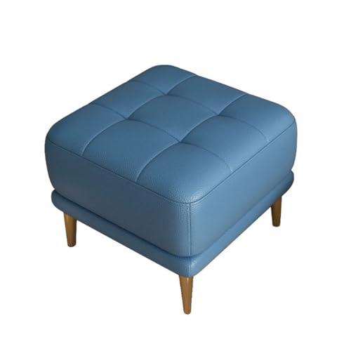 YCKEGEW Quadratische Fußstütze Wechselbare Schuhbank Für Den Eingangsbereich,Pouf Leder-Ottomane Für Wohnzimmer Schlafzimmer,Gepolsterter Sitz Mit Goldenen Beinen(Blauw) von YCKEGEW