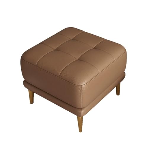 YCKEGEW Quadratische Fußstütze Wechselbare Schuhbank Für Den Eingangsbereich,Pouf Leder-Ottomane Für Wohnzimmer Schlafzimmer,Gepolsterter Sitz Mit Goldenen Beinen(Coffee Brown) von YCKEGEW