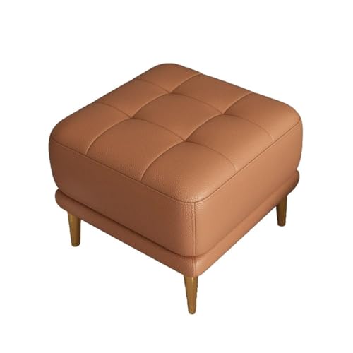 YCKEGEW Quadratische Fußstütze Wechselbare Schuhbank Für Den Eingangsbereich,Pouf Leder-Ottomane Für Wohnzimmer Schlafzimmer,Gepolsterter Sitz Mit Goldenen Beinen(Orange) von YCKEGEW