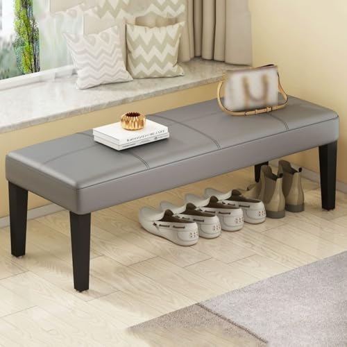 YCKEGEW Rechteckige Leder-Ottomane,Eed-Bank Für Das Schlafzimmer Am Fußende des Bettes – Schuhbank Für Den Eingangsbereich des Wohnzimmers, Dekorative Wohnmöbel(Grey,100cm) von YCKEGEW