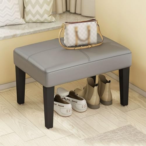 YCKEGEW Rechteckige Leder-Ottomane,Eed-Bank Für Das Schlafzimmer Am Fußende des Bettes – Schuhbank Für Den Eingangsbereich des Wohnzimmers, Dekorative Wohnmöbel(Grey,40cm) von YCKEGEW