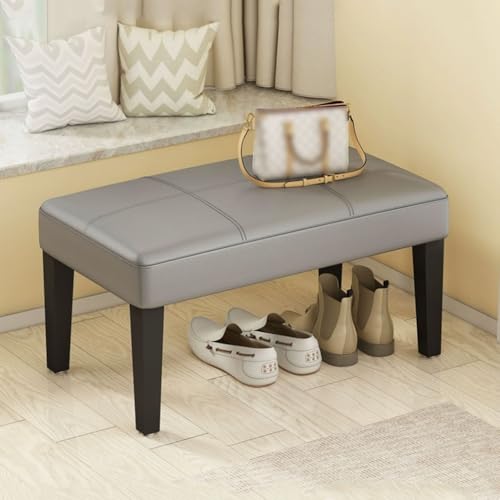 YCKEGEW Rechteckige Leder-Ottomane,Eed-Bank Für Das Schlafzimmer Am Fußende des Bettes – Schuhbank Für Den Eingangsbereich des Wohnzimmers, Dekorative Wohnmöbel(Grey,60cm) von YCKEGEW