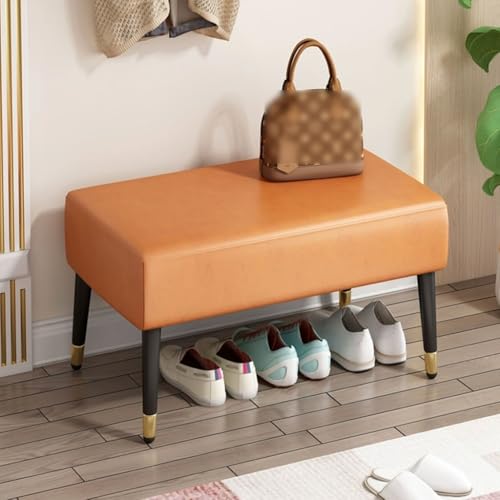 YCKEGEW Rechteckige Leder-Ottomane,Eed-Bank Für Das Schlafzimmer Am Fußende des Bettes – Schuhbank Für Den Eingangsbereich des Wohnzimmers, Dekorative Wohnmöbel(Orange,40cm) von YCKEGEW