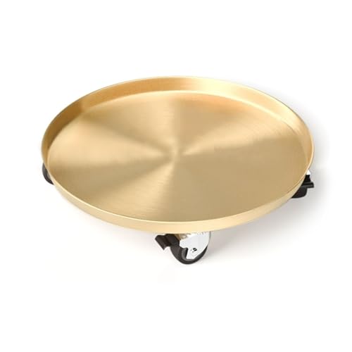 YCKEGEW Rolling Saucer Caddy with Wheels Stainless Steel Round Plant Tray,Indoor Outdoor on Roller Patio/Flower Pot/Succulent Pots(Gold,17.5cm) von YCKEGEW