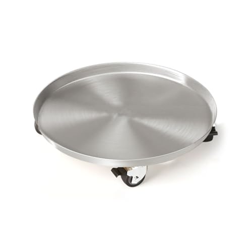 YCKEGEW Rolling Saucer Caddy with Wheels Stainless Steel Round Plant Tray,Indoor Outdoor on Roller Patio/Flower Pot/Succulent Pots(Silver,29.5cm) von YCKEGEW