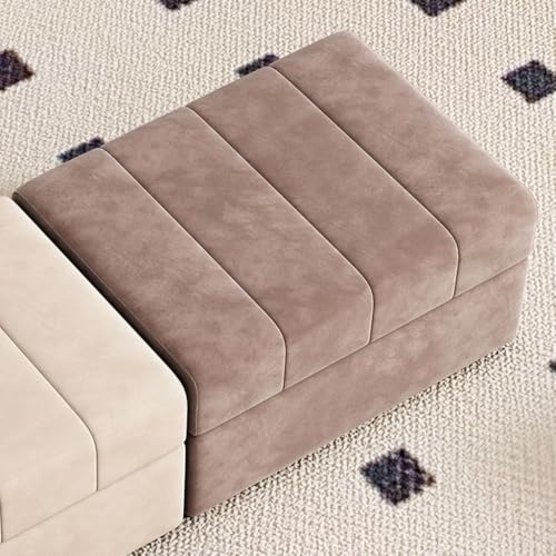 YCKEGEW Samtige Quadratische Ottomane, Aufbewahrungsbox Aufklappbarer Aufbewahrungshocker Für Wohnzimmer Und Schlafzimmer, Sofa-Fußstütze, Bett-Hocker(Coffee Brown) von YCKEGEW