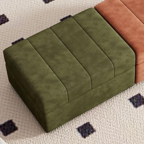 YCKEGEW Samtige Quadratische Ottomane, Aufbewahrungsbox Aufklappbarer Aufbewahrungshocker Für Wohnzimmer Und Schlafzimmer, Sofa-Fußstütze, Bett-Hocker(Dark Green) von YCKEGEW