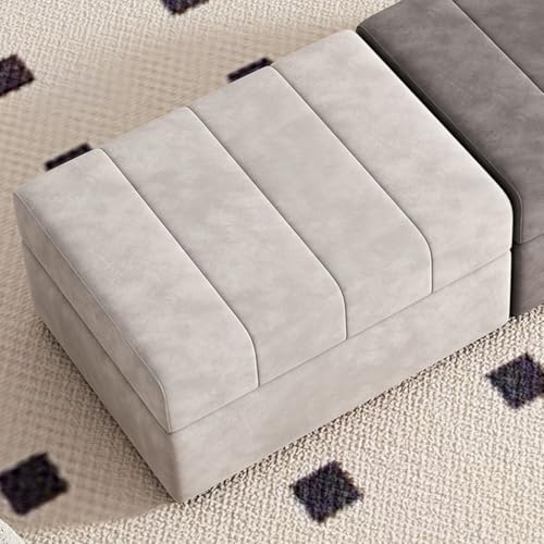 YCKEGEW Samtige Quadratische Ottomane, Aufbewahrungsbox Aufklappbarer Aufbewahrungshocker Für Wohnzimmer Und Schlafzimmer, Sofa-Fußstütze, Bett-Hocker(Light Grey) von YCKEGEW