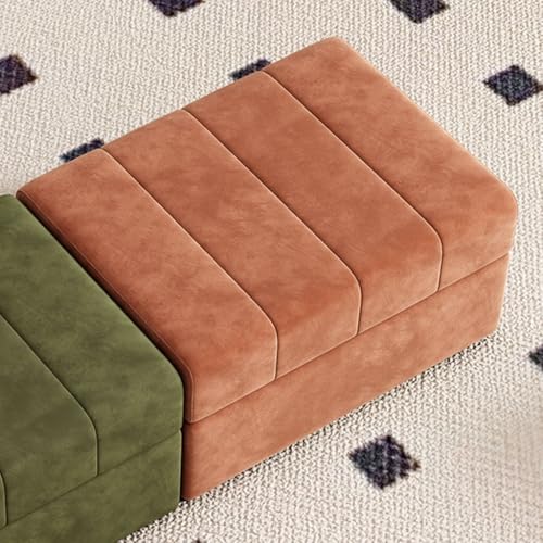 YCKEGEW Samtige Quadratische Ottomane, Aufbewahrungsbox Aufklappbarer Aufbewahrungshocker Für Wohnzimmer Und Schlafzimmer, Sofa-Fußstütze, Bett-Hocker(Peach) von YCKEGEW