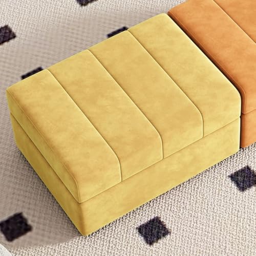 YCKEGEW Samtige Quadratische Ottomane, Aufbewahrungsbox Aufklappbarer Aufbewahrungshocker Für Wohnzimmer Und Schlafzimmer, Sofa-Fußstütze, Bett-Hocker(Yellow) von YCKEGEW