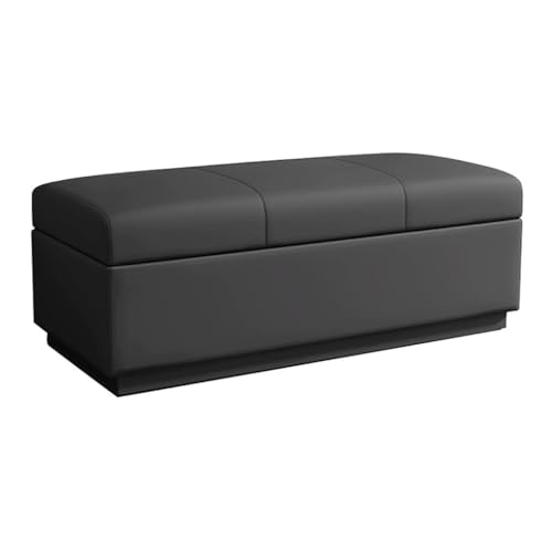 YCKEGEW Schlafzimmerbank Mit Stauraum,Schuhschrank Für Den Eingangsbereich Mit Stauraum Lange Ottomane Mit Klappdeckel, Weich Gepolsterter Sitz Wohnzimmer-Fußhocker Truhe(Black,120cm) von YCKEGEW