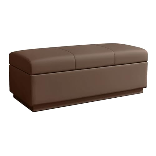 YCKEGEW Schlafzimmerbank Mit Stauraum,Schuhschrank Für Den Eingangsbereich Mit Stauraum Lange Ottomane Mit Klappdeckel, Weich Gepolsterter Sitz Wohnzimmer-Fußhocker Truhe(Bruin,110cm) von YCKEGEW