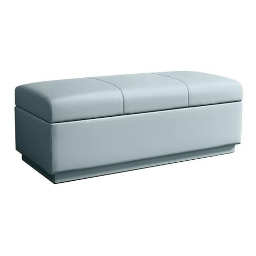 YCKEGEW Schlafzimmerbank Mit Stauraum,Schuhschrank Für Den Eingangsbereich Mit Stauraum Lange Ottomane Mit Klappdeckel, Weich Gepolsterter Sitz Wohnzimmer-Fußhocker Truhe(Cyan,100cm) von YCKEGEW