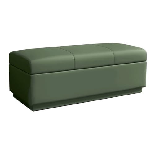 YCKEGEW Schlafzimmerbank Mit Stauraum,Schuhschrank Für Den Eingangsbereich Mit Stauraum Lange Ottomane Mit Klappdeckel, Weich Gepolsterter Sitz Wohnzimmer-Fußhocker Truhe(Dark Green,120cm) von YCKEGEW