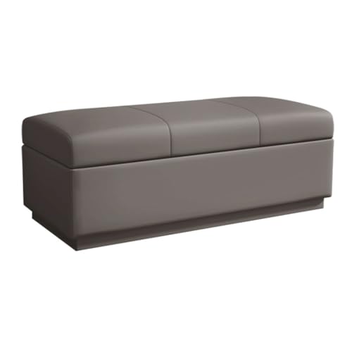 YCKEGEW Schlafzimmerbank Mit Stauraum,Schuhschrank Für Den Eingangsbereich Mit Stauraum Lange Ottomane Mit Klappdeckel, Weich Gepolsterter Sitz Wohnzimmer-Fußhocker Truhe(Grey,110cm) von YCKEGEW