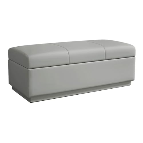 YCKEGEW Schlafzimmerbank Mit Stauraum,Schuhschrank Für Den Eingangsbereich Mit Stauraum Lange Ottomane Mit Klappdeckel, Weich Gepolsterter Sitz Wohnzimmer-Fußhocker Truhe(Light Grey,110cm) von YCKEGEW