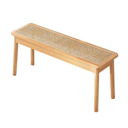 YCKEGEW Schmale Esszimmerbank, Holzgeflechtstuhl Schuhhocker Für Den Eingangsbereich, Retro-Gartenbank Im Landhausstil Trittleiter Bettbänke(Natural Wood,100cm) von YCKEGEW
