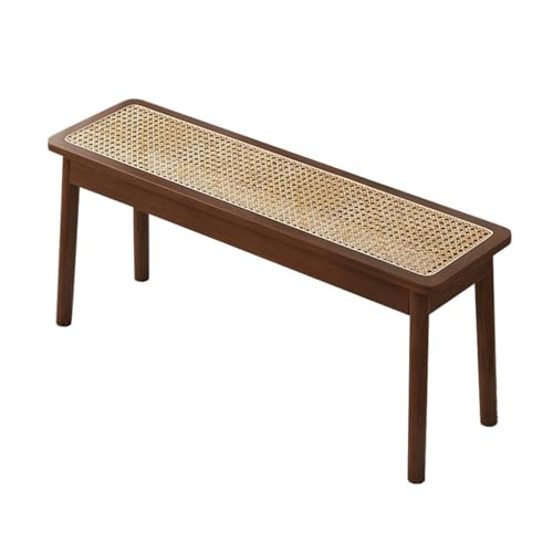 YCKEGEW Schmale Esszimmerbank, Holzgeflechtstuhl Schuhhocker Für Den Eingangsbereich, Retro-Gartenbank Im Landhausstil Trittleiter Bettbänke(Walnut,80cm) von YCKEGEW