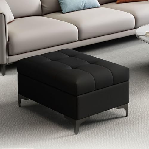 YCKEGEW Wohnzimmer-Sofa-Fußhocker,Ottomane Aus Kunstleder Mit Stauraum Schuhbank Für Den Eingangsbereich Gesteppte Bank Für Das Fußende des Bettes,Fußstütze(Black,80cm) von YCKEGEW