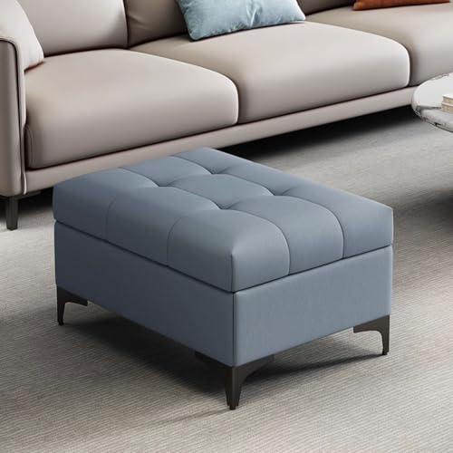 YCKEGEW Wohnzimmer-Sofa-Fußhocker,Ottomane Aus Kunstleder Mit Stauraum Schuhbank Für Den Eingangsbereich Gesteppte Bank Für Das Fußende des Bettes,Fußstütze(Blauw,70cm) von YCKEGEW
