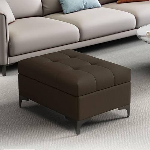 YCKEGEW Wohnzimmer-Sofa-Fußhocker,Ottomane Aus Kunstleder Mit Stauraum Schuhbank Für Den Eingangsbereich Gesteppte Bank Für Das Fußende des Bettes,Fußstütze(Dark Brown,90cm) von YCKEGEW