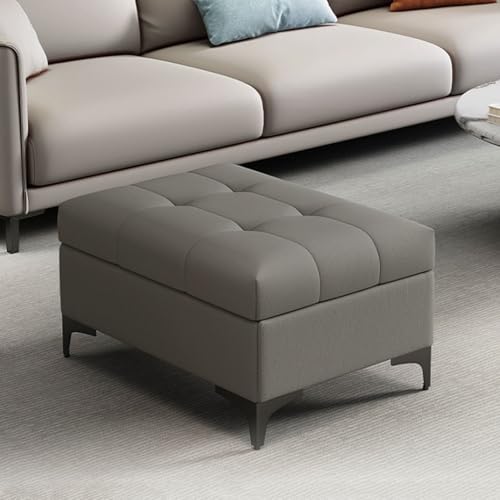 YCKEGEW Wohnzimmer-Sofa-Fußhocker,Ottomane Aus Kunstleder Mit Stauraum Schuhbank Für Den Eingangsbereich Gesteppte Bank Für Das Fußende des Bettes,Fußstütze(Dark Grey,80cm) von YCKEGEW
