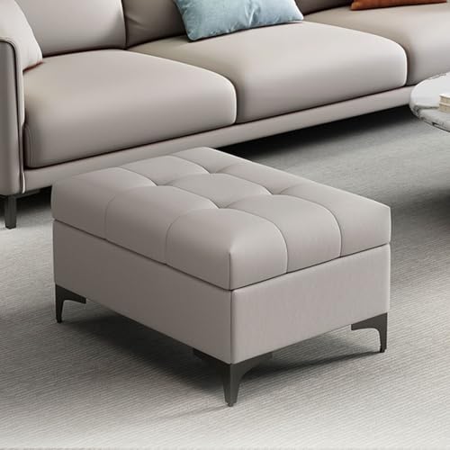 YCKEGEW Wohnzimmer-Sofa-Fußhocker,Ottomane Aus Kunstleder Mit Stauraum Schuhbank Für Den Eingangsbereich Gesteppte Bank Für Das Fußende des Bettes,Fußstütze(Grey,90cm) von YCKEGEW