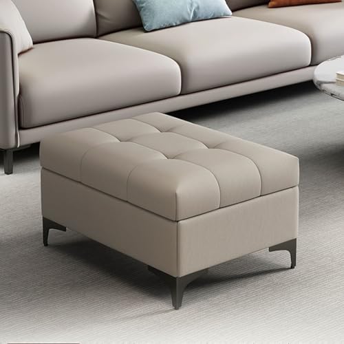 YCKEGEW Wohnzimmer-Sofa-Fußhocker,Ottomane Aus Kunstleder Mit Stauraum Schuhbank Für Den Eingangsbereich Gesteppte Bank Für Das Fußende des Bettes,Fußstütze(Milk Tea Colour,70cm) von YCKEGEW