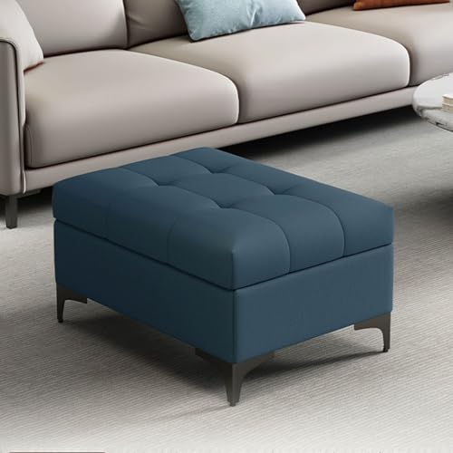 YCKEGEW Wohnzimmer-Sofa-Fußhocker,Ottomane Aus Kunstleder Mit Stauraum Schuhbank Für Den Eingangsbereich Gesteppte Bank Für Das Fußende des Bettes,Fußstütze(Navy Blue,90cm) von YCKEGEW