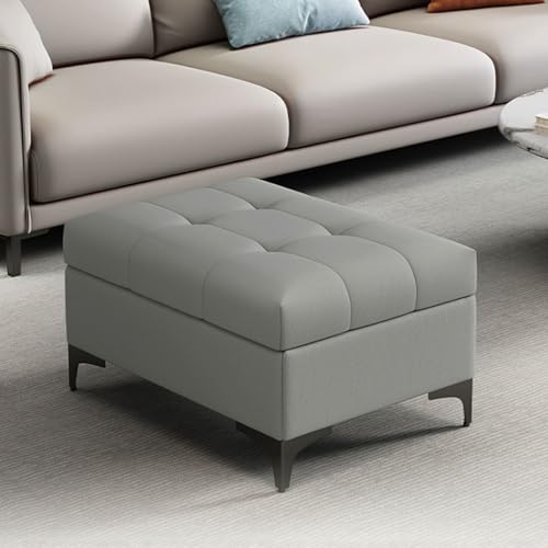YCKEGEW Wohnzimmer-Sofa-Fußhocker,Ottomane Aus Kunstleder Mit Stauraum Schuhbank Für Den Eingangsbereich Gesteppte Bank Für Das Fußende des Bettes,Fußstütze(Smog Blue,80cm) von YCKEGEW