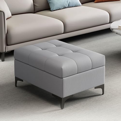 YCKEGEW Wohnzimmer-Sofa-Fußhocker,Ottomane Aus Kunstleder Mit Stauraum Schuhbank Für Den Eingangsbereich Gesteppte Bank Für Das Fußende des Bettes,Fußstütze(Smog Grey,90cm) von YCKEGEW