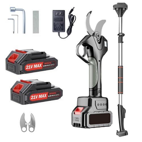 Akku Astschere mit Teleskopstange(130-245 cm), 2-in-1 Elektrische Gartenschere Teleskop mit 2 * 4000mAh Batterien, Astschere Akku mit Bürstenlosem Motor für Gartenarbeit, Obstbäume von YCKJXSMA