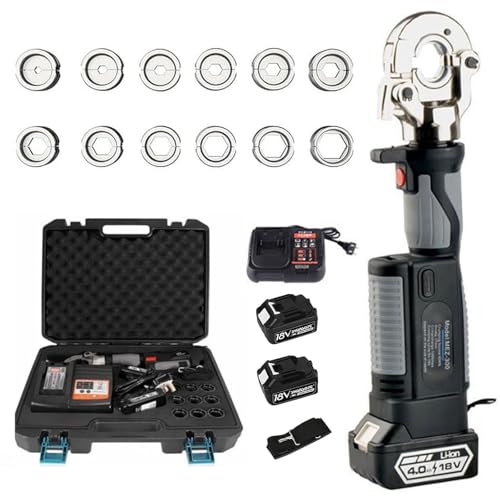 Elektrisches Akku Presszange, 10-300 mm² Elektrischer Crimper Mit Drucksensor, 12 Paar Stanzformen für Crimpen Von Kupfer und Aluminiumklemmen Elektrisches Akku Presszange, 10-300 mm² Elektrischer Crimper Mit Drucksensor, 12 Paar Stanzformen für Crimpen Von Kupfer und Aluminiumklemmen von YCKJXSMA
